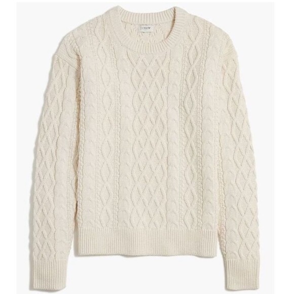 J. Crew Men’s Cable Knit Cream Slim Cotton Sweater MEDIUM - Picture 1 of 6